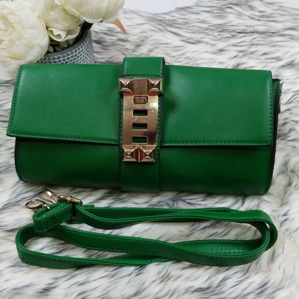 Emerald Green & Gold Clutch/Crossbody Purse
